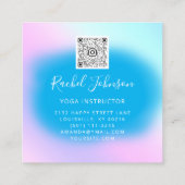 Yoga Classes School Logo Instructor QR Blue Floral Quadratische Visitenkarte (Rückseite)