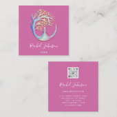 Yoga Classes School Logo Instructor QR Code Healin Quadratische Visitenkarte (Vorne/Hinten)