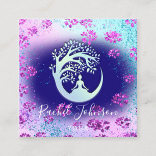 Yoga Classes School Logo Instructor QR Heal Floral Quadratische Visitenkarte