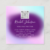 Yoga Classes School Logo Instructor QR Heal Violet Quadratische Visitenkarte (Rückseite)