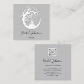 Yoga Classes School Logo Instructor QR HealTherapy Quadratische Visitenkarte (Vorne/Hinten)