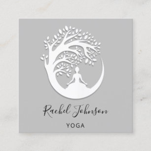 Yoga Classes School Logo Instructor QR HealTherapy Quadratische Visitenkarte