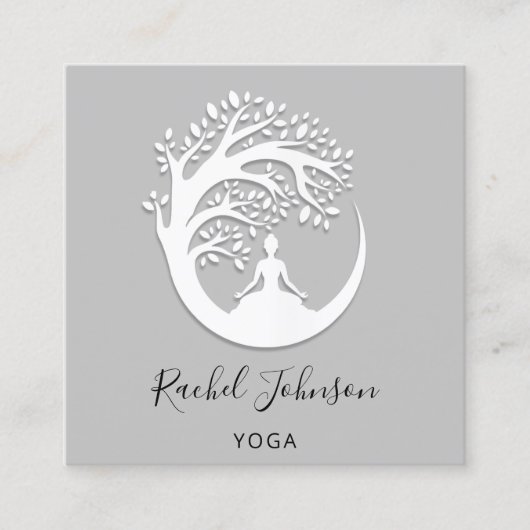 Yoga Classes School Logo Instructor QR HealTherapy Quadratische Visitenkarte (Vorderseite)