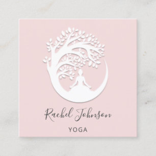 Yoga Classes School Logo Instructor QR Pink Quadratische Visitenkarte