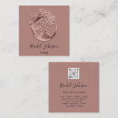 Yoga Classes School Logo Instructor QR Rose Pulver Quadratische Visitenkarte (Vorne/Hinten)