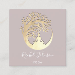 Yoga Classes School Logo Instructor QR Rose Quadratische Visitenkarte
