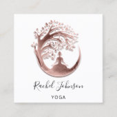 Yoga Classes School Logo Instructor QR Rose White Quadratische Visitenkarte (Vorderseite)