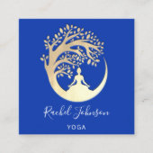 Yoga Classes School Logo Instructor QR Royal Blue Quadratische Visitenkarte (Vorderseite)