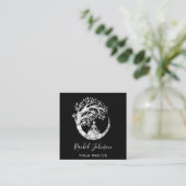 Yoga Classes School Logo Instructor QR Spark Gray Quadratische Visitenkarte (Stehend Vorderseite)