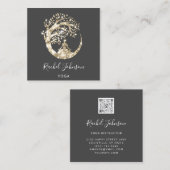 Yoga Classes School Logoinstruktor QR Black Gold Quadratische Visitenkarte (Vorne/Hinten)