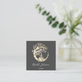 Yoga Classes School Logoinstruktor QR Black Gold Quadratische Visitenkarte (Stehend Vorderseite)