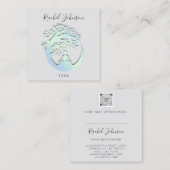 Yoga Classes School Private Instructor Logo Grau Quadratische Visitenkarte (Vorne/Hinten)
