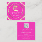 Yoga Couch Therapeut Achtsamkeit QR CODE Pink Quadratische Visitenkarte (Vorne/Hinten)