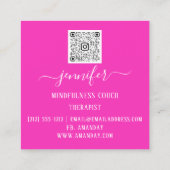 Yoga Couch Therapeut Achtsamkeit QR CODE Pink Quadratische Visitenkarte (Rückseite)