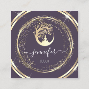 Yoga Couch Therapeut Aindfulness QR Gold Blue Quadratische Visitenkarte