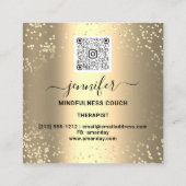 Yoga Couch Therapeut Logo QR Code Gold Confetti Quadratische Visitenkarte (Rückseite)
