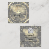 Yoga Couch Therapeut Logo QR Code Gold GlitterGray Quadratische Visitenkarte (Vorne/Hinten)