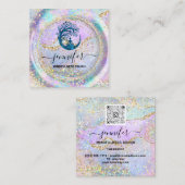 Yoga Couch Therapeut Logo QR Code Holograph Blau Quadratische Visitenkarte (Vorne/Hinten)