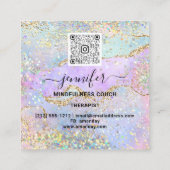 Yoga Couch Therapeut Logo QR Code Holograph Blau Quadratische Visitenkarte (Rückseite)