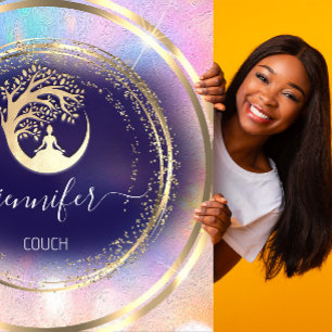 Yoga Couch Therapeutin Adenfulness QRCODE Gold Blu Quadratische Visitenkarte