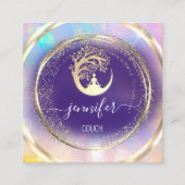 Yoga Couch Therapist Adenfulness QRCODE GoldPurple Quadratische Visitenkarte (Vorderseite)