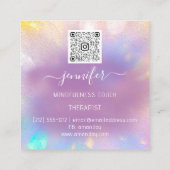Yoga Couch Therapist Mindfulness QRCODE GoldViolet Quadratische Visitenkarte (Rückseite)