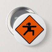 Yoga Crossing Sign Warrior Pose Strichmännchen Button (Vorne & Hinten)