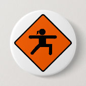 Yoga Crossing Sign Warrior Pose Strichmännchen Button (Vorderseite)