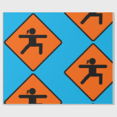Yoga Crossing Sign Warrior Pose Strichmännchen Geschenkpapier (Flach)