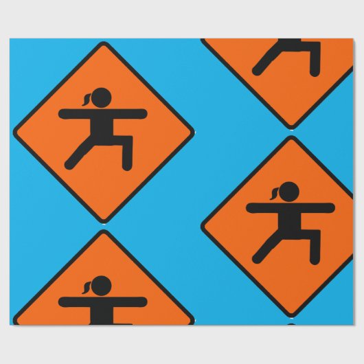 Yoga Crossing Sign Warrior Pose Strichmännchen Geschenkpapier (Flach)