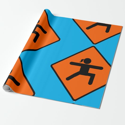 Yoga Crossing Sign Warrior Pose Strichmännchen Geschenkpapier (Ungerollt)