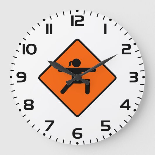 Yoga Crossing Sign Warrior Pose Strichmännchen Große Wanduhr (Vorderseite)