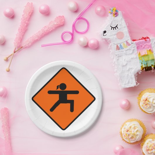 Yoga Crossing Sign Warrior Pose Strichmännchen Pappteller (Party)