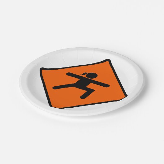 Yoga Crossing Sign Warrior Pose Strichmännchen Pappteller (Schrägansicht)