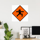 Yoga Crossing Sign Warrior Pose Strichmännchen Poster (Heimbüro)