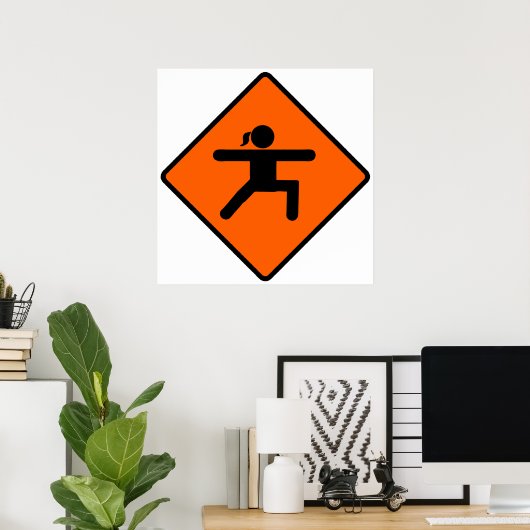 Yoga Crossing Sign Warrior Pose Strichmännchen Poster (Heimbüro)
