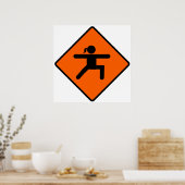 Yoga Crossing Sign Warrior Pose Strichmännchen Poster (Küche)