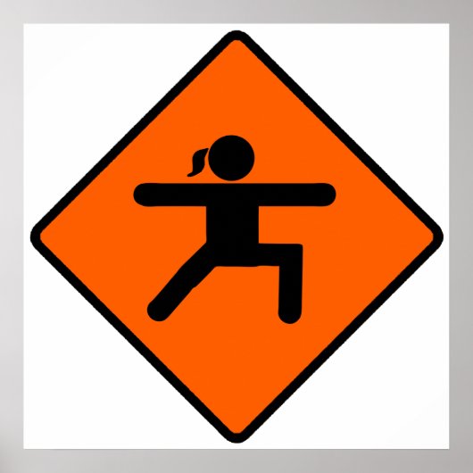 Yoga Crossing Sign Warrior Pose Strichmännchen Poster (Vorne)
