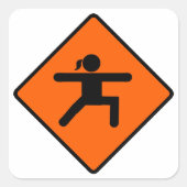Yoga Crossing Sign Warrior Pose Strichmännchen Quadratischer Aufkleber (Vorderseite)