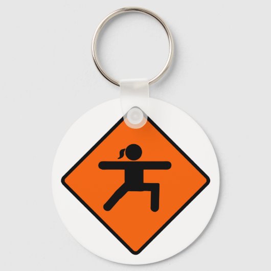 Yoga Crossing Sign Warrior Pose Strichmännchen Schlüsselanhänger (Vorderseite)