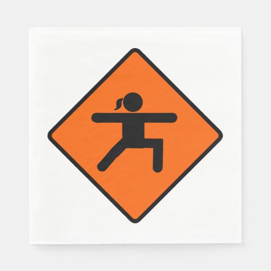 Yoga Crossing Sign Warrior Pose Strichmännchen Serviette (Vorderseite)