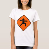 Yoga Crossing Sign Warrior Pose Strichmännchen T-Shirt (Vorderseite)