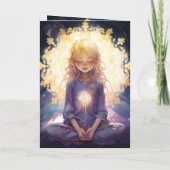 Yoga Crystal Lavender Gold zum Geburtstag Karte (Rückseite)