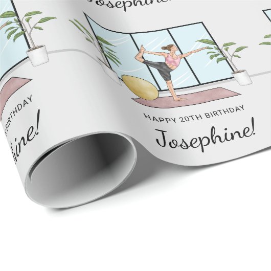 Yoga Dancer Pose Workout Frauen glücklich Geburtst Geschenkpapier (Rolleneckpunkt)