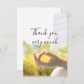 Yoga Dankeschön Kartenfokus auf die Fingermedikati Dankeskarte (Vorne/Hinten)