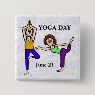 Yoga Day Button für Mann und Frau