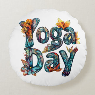 Yoga Day Decorative Pillow Rundes Kissen