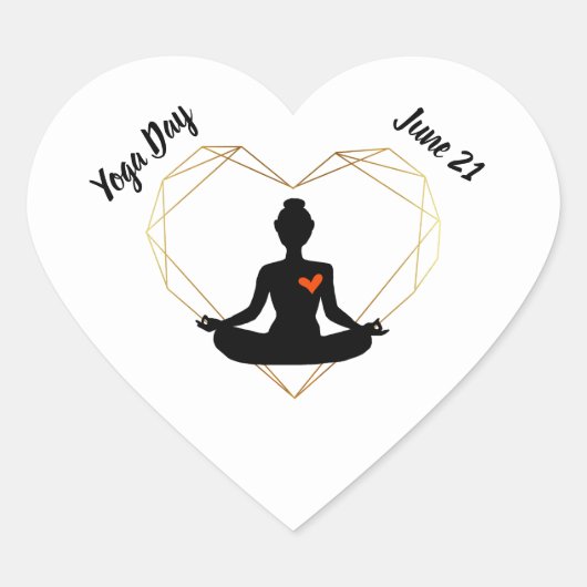 Yoga Day Heart Stickers (Vorderseite)