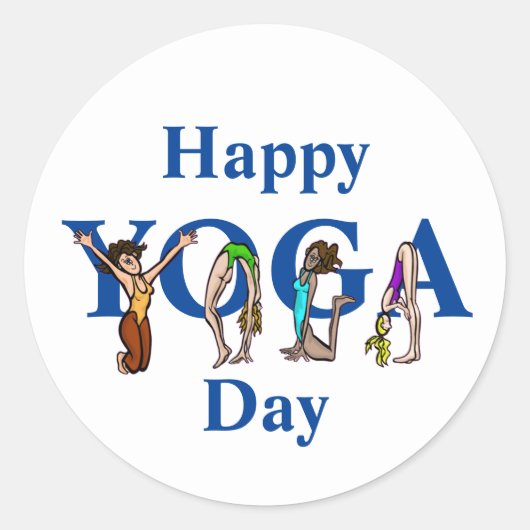 Yoga Day Stickers + Frauen Positionen Form Buchsta (Vorderseite)