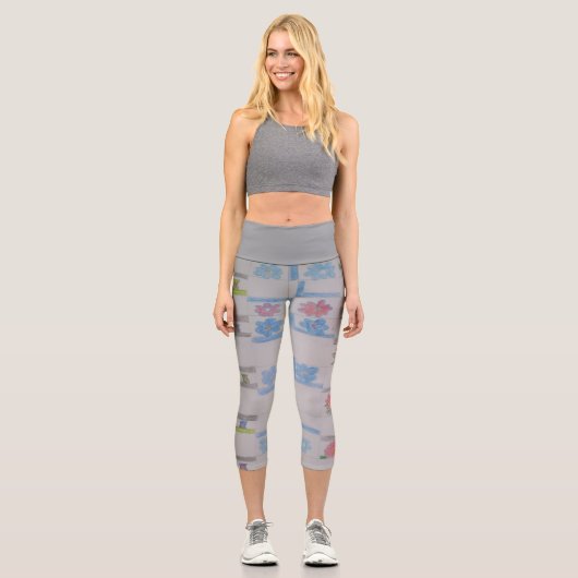 Yoga-Design-Capri-Leggings für bewegliche Blumen-P Capri Leggings (Vorderseite)